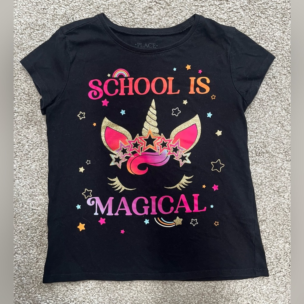 The Children's Place Black and Pink Short Sleeve Tees